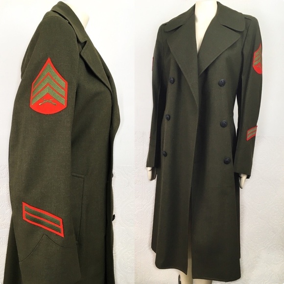 Vintage 70’s US Marines Corp Military green wool peacoat overcoat 36R - Picture 1 of 13
